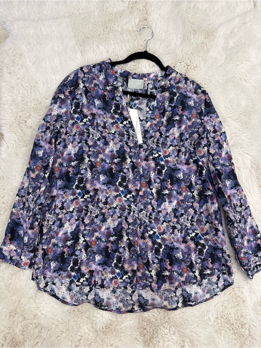 Anthropolgie J.Lindeberg Silk Multicolor Abstract Print Long-Sleeve Blouse